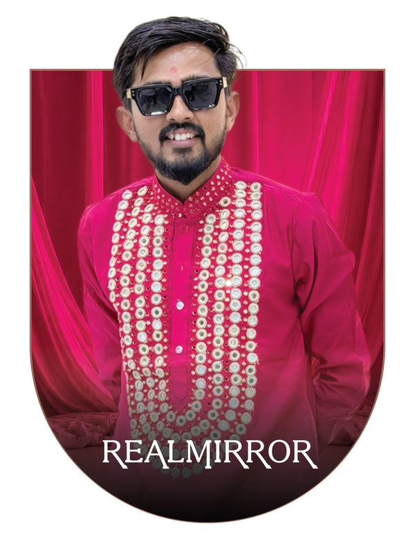 Real mirror work Mens Kurta